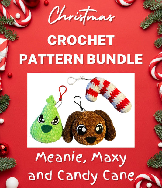 Christmas Crochet Pattern Bundle - Meanie, Maxy and Candy Cane