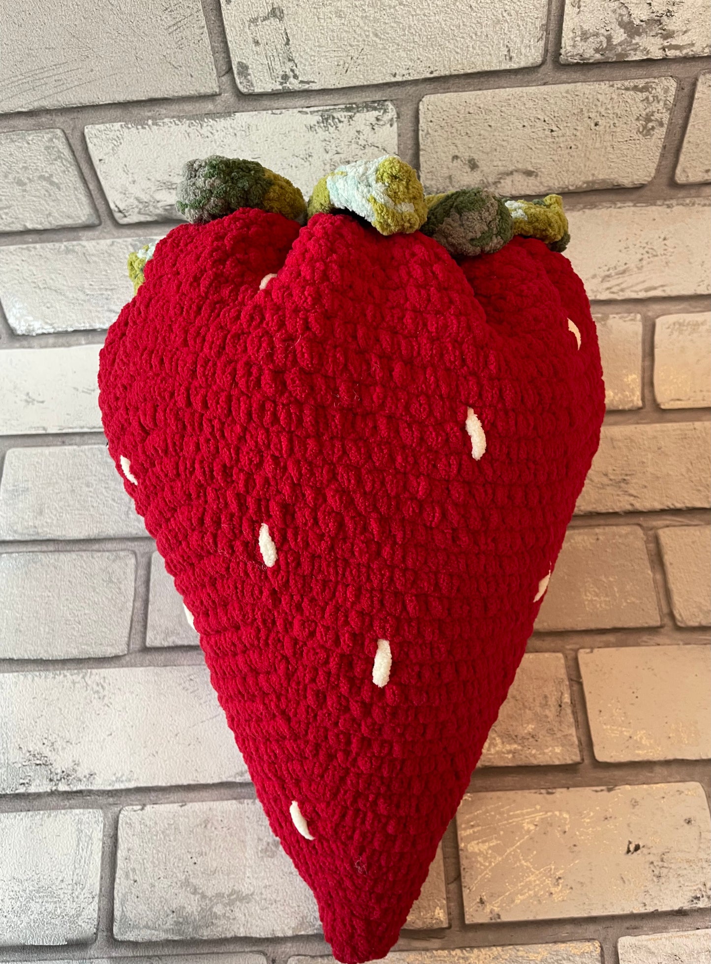 Large Crocheted Strawberry Cushion